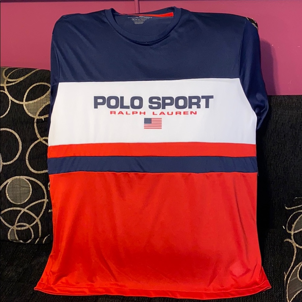 Polo by Ralph Lauren Navy, White, and Red Short Sleeve Tee